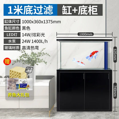 XL fish tank medium bottom filter goldfish tank household floor glass ecological large fish tank