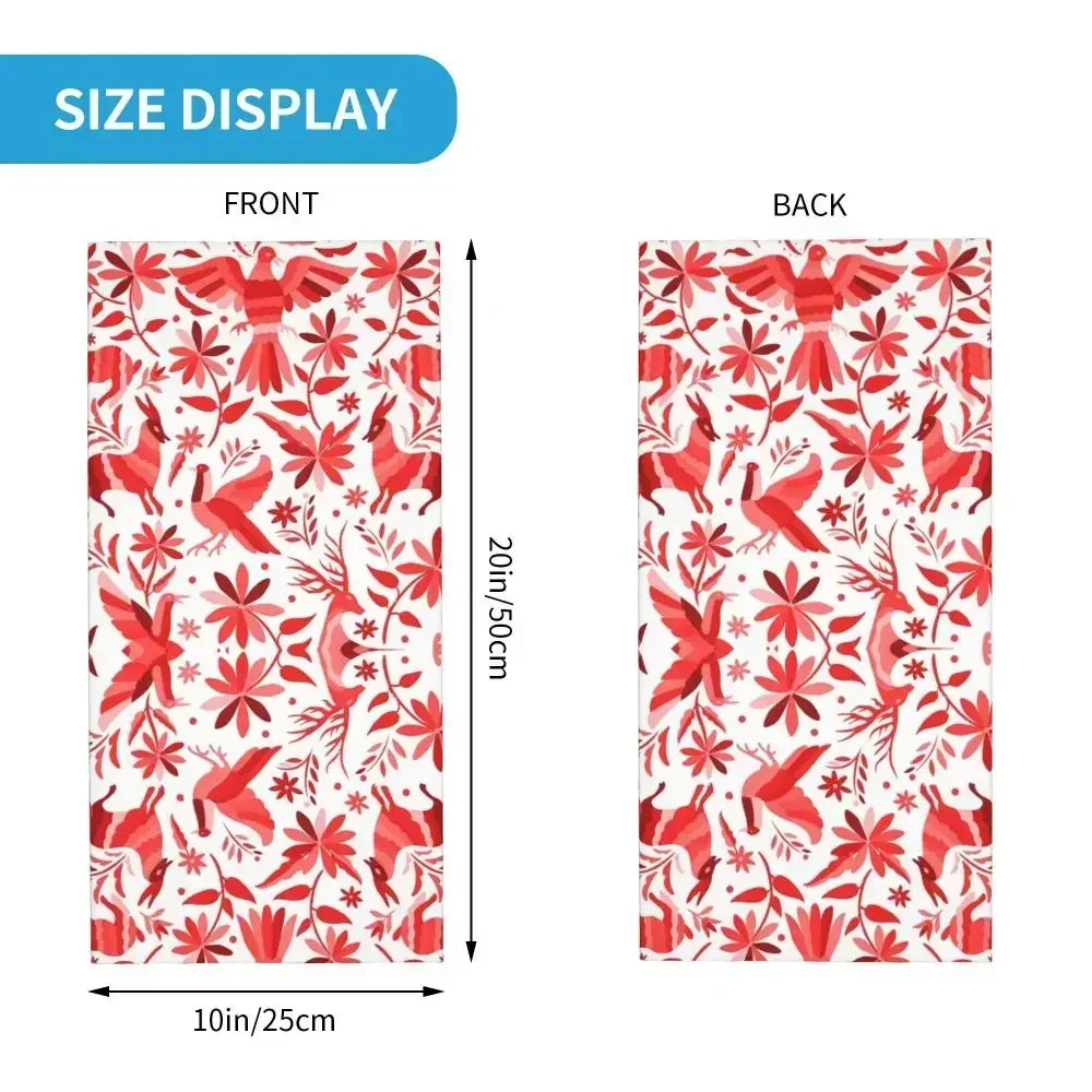 Fashion Mexican Otomi Birds Texture Neck Gaiter Men Women UV Protection Winter Folk Floral Art Bandana Scarf for Ski