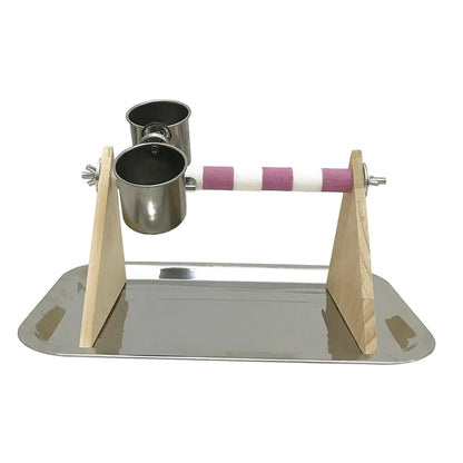 Bird Parrot Playstand Stainless Steel Bowl Birdcage Accessories Desktop Toys for Budgie Macaw Parakeets Finches Cockatiels
