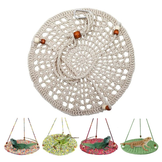 Hammock for Large Small Bearded Dragons Geckos Lizards Snake Crocheted Climbing Hammock Climbing Bed