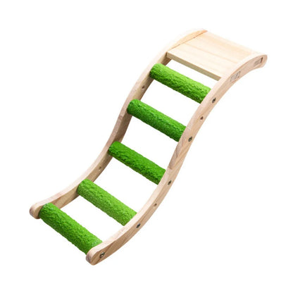 Bite Resistant Bird Climbing Ladder Wear Resistant with Non-slip Platform Wood Birds Perch Stand Colorful Bird Cage Ladder