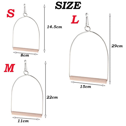 Bird Perch Stand Natural Wooden Birds Perch Parrots Hanging Swing Cage Toys Stand Holder Pendant
