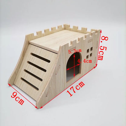Hamster House DIY Hamster Wooden Gerbil Hideout House Canary Seesaw Pet Sport Wheel Exercise Toy Small Animal Toys