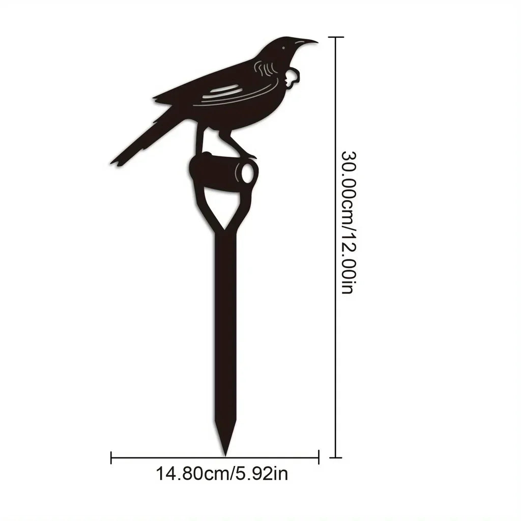 HELLOYOUNG Rustic Garden Decoration Bird on A Spade Metal Statue Outdoor Patio Decoration Yard Metal Sign Garden Party Decor Gif