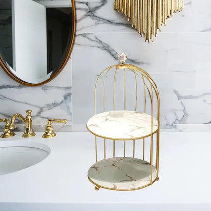 Nordic Metallic Bars Make up Bird Cage Storage Cosmetic Desk Stand Shelf Art