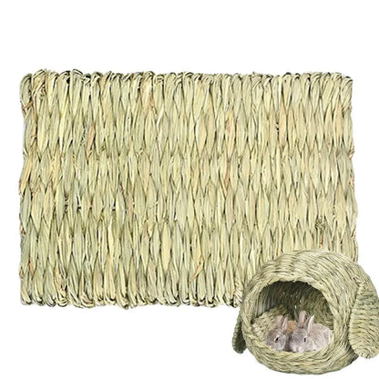 Rabbit Grass House Woven Animal Hut Bunny House Play Hideaway Hay Mat Bed Chew Toy For Rabbit Guinea Pigs Gerbils Hamster