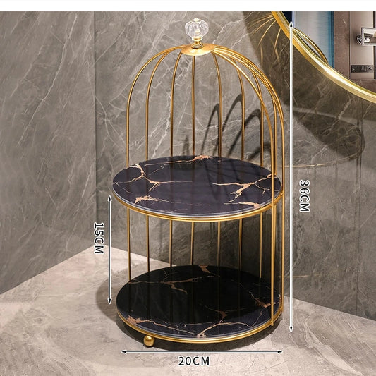 Nordic light luxury birdcage bathroom rack dressing table desktop decoration bedroom cosmetics storage