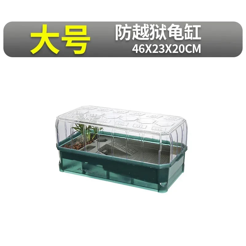 Plastic Transparent Turtle Tank House with Areas To Breed Feed Swim Bask Indoor Enclosure Water Turtles Cage Reptile Habitat