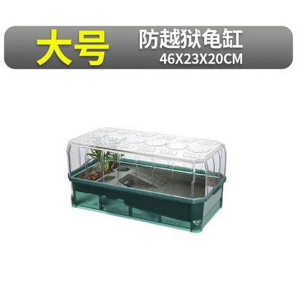 Plastic Transparent Turtle Tank House with Areas To Breed Feed Swim Bask Indoor Enclosure Water Turtles Cage Reptile Habitat