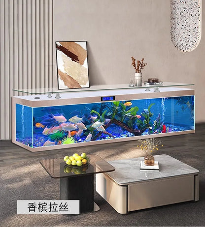 ZK Super White Fish Tank Aquarium Living Room Floor Home Partition Screen Bottom Filter Fish Tank