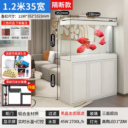 XL ultra-white glass fish tank living room large bottom filter ecological aquarium household arowana tank