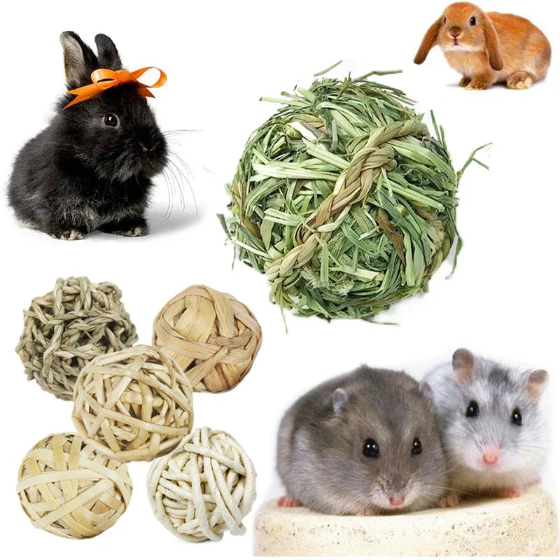 7CM Rabbit Ball Toys Bunny Treats Toys For Teething Small Animal Chew Toys Grass Ball For Dwarf Hamster Rabbits Guinea Pigs Ger