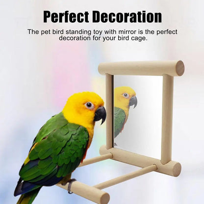 Bird Parrot Toy Supplies Wooden Cloud Ladder Climbing Jump Platform Ladder Pet Supplies With Mirror Stand Bird Rack