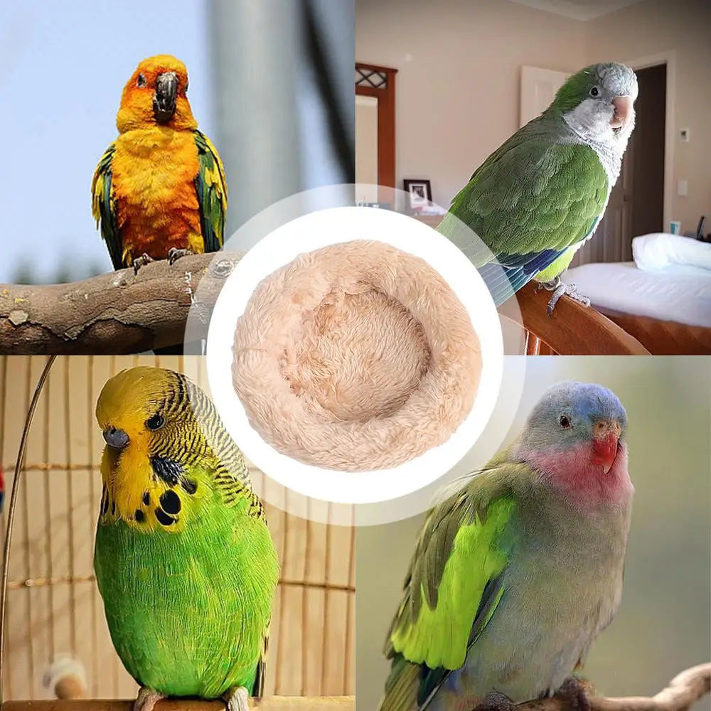 Bird Cotton Nest Coconut Shell Parrot Warm Nest Mat Bird Sleeping Tool with Thickened Edge for Lovebird Budgie Parakeet Conure