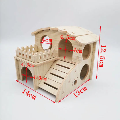 Hamster House DIY Hamster Wooden Gerbil Hideout House Canary Seesaw Pet Sport Wheel Exercise Toy Small Animal Toys