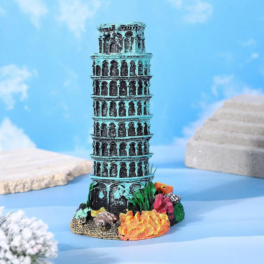 Aquarium Ornament Fish Tank Adornment Aquarium Accessory Toy Creative Resin Leaning Tower of Model for Party Supplies