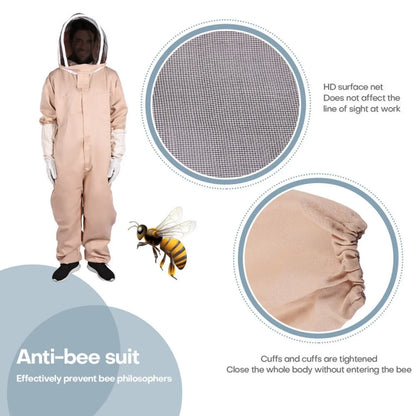 US L/XXL Full Body Ventilated Beekeeping Suit W/Veil Hood Gloves Protective Bee Jacket