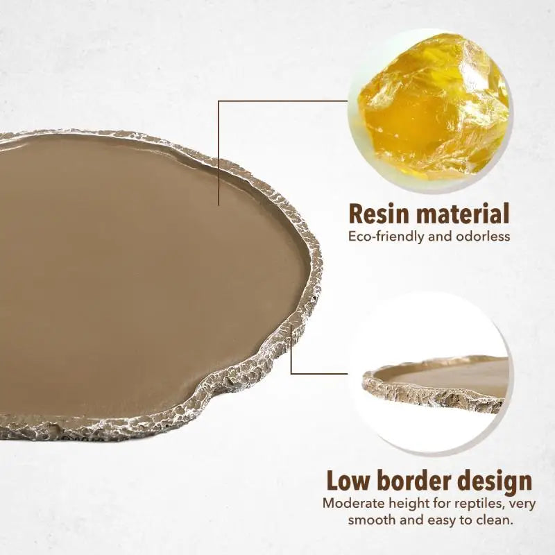 Pets Feeding Plate Reptile Bowl Turtle Gecko Snake Breeding Tray Resin Vivarium Food Water Dish Fogger