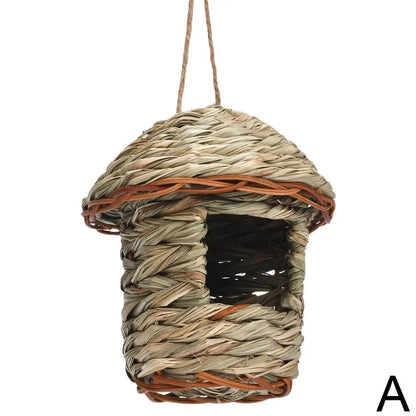 Handwoven Straw Bird Nest Parrot Hatching Outdoor Garden Hanging Hatching Breeding House Nest Bird Accessory