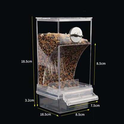 No Mess Bird Feeders Automatic Parrot Feeder Drinker Acrylic Seed Food Container Cage Accessories For Small And Medium Parakeets