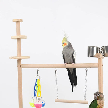 Parrot Playground Parakeet Bird Play Stand Wood Perch Gym Playpen Bird Gym for Finch Conures Small Birds Small Parakeets Macaws