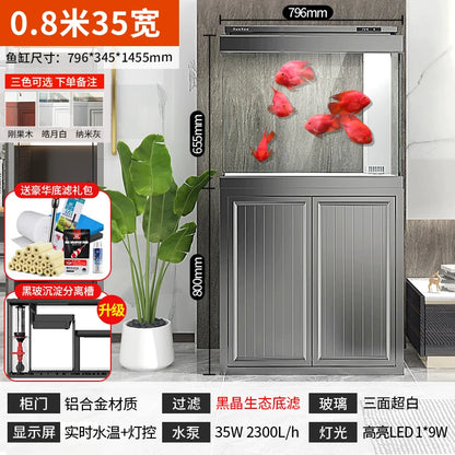 XL ultra-white glass fish tank living room large bottom filter ecological aquarium household arowana tank