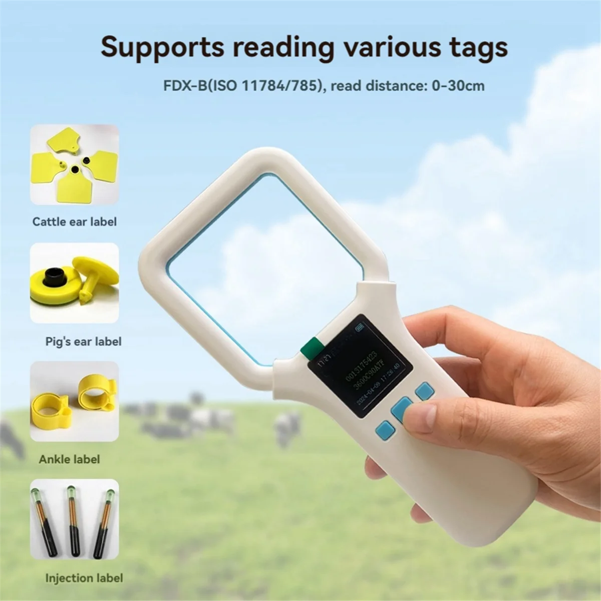 Animal RFID Reader 134.2Khz/125Khz Pet ID Scanner Animal Tag Reader Bluetooth Handheld Mini Scanner for Dog Cat