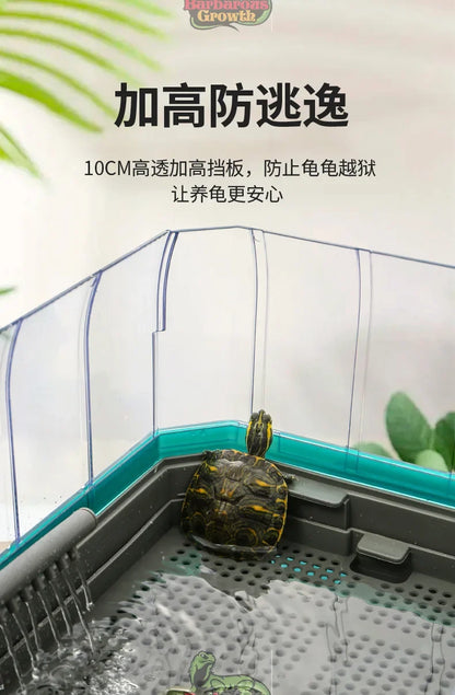 Plastic Transparent Turtle Tank House with Areas To Breed Feed Swim Bask Indoor Enclosure Water Turtles Cage Reptile Habitat