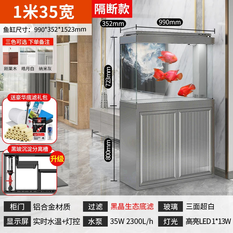 XL ultra-white glass fish tank living room large bottom filter ecological aquarium household arowana tank