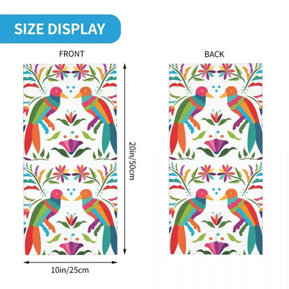 Fashion Mexican Otomi Birds Texture Neck Gaiter Men Women UV Protection Winter Folk Floral Art Bandana Scarf for Ski