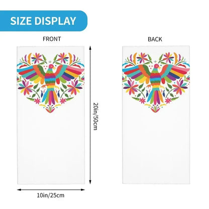 Fashion Mexican Otomi Birds Texture Neck Gaiter Men Women UV Protection Winter Folk Floral Art Bandana Scarf for Ski