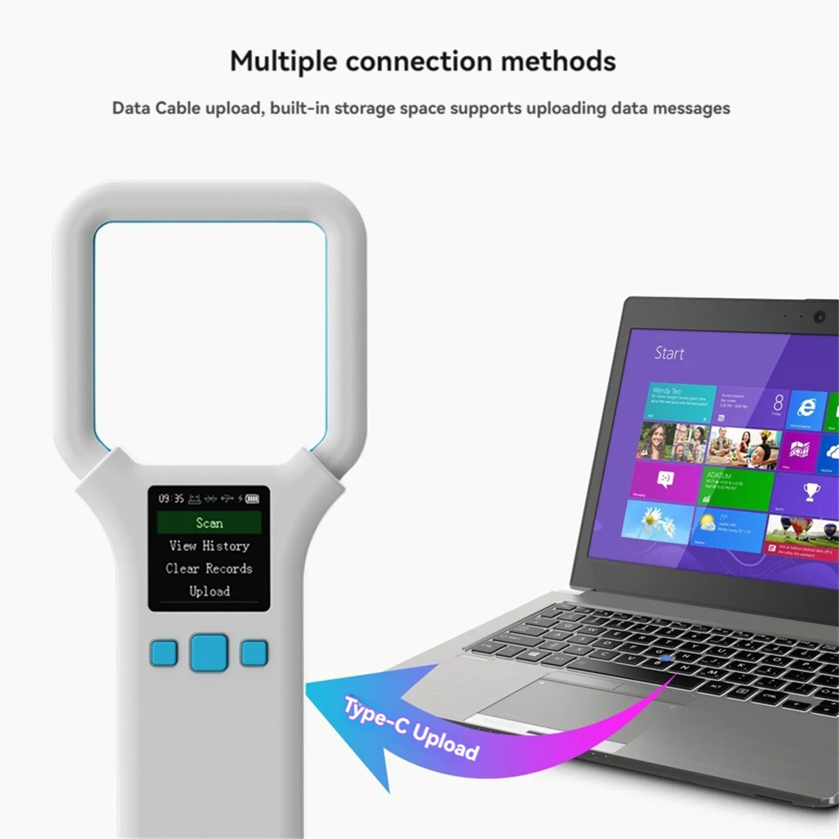 Animal RFID Reader 134.2Khz/125Khz Pet ID Scanner Animal Tag Reader Bluetooth Handheld Mini Scanner for Dog Cat