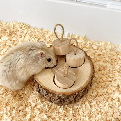 Hamster Enrichment Foraging Toys Wooden Snuffle Rabbit Toy Wooden Interactive Enrichment Treat Dispenser For Gerbils Rats