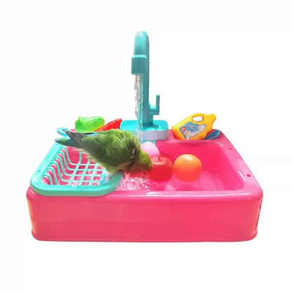 Electric Bird Bathtub Parrot Shower Basin Faucet Circulating Water for Cockatiel Bath Calopsita Parakeet Swim Pool Corella Toys
