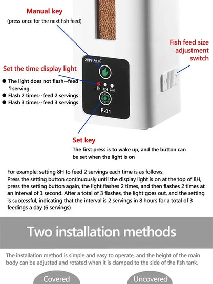 400ml Aquarium Automatische Feeder Aquarium Intelligente Timing High-capacity Fish Feeder Big Fish Feeder  turtle feeding trough