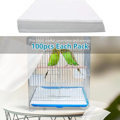 100pcs Bird Parrot Cage Liner Papers Disposable Absorbent High Toughness Cages Cushion for Bird Cage Supplies
