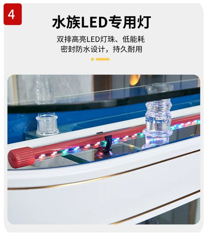Light Luxury Fish Tank Living Room Home Family TV Cabinet Side Semicircle Bottom Filter Glass Aquarium Ecology