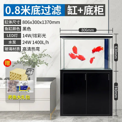 XL fish tank medium bottom filter goldfish tank household floor glass ecological large fish tank