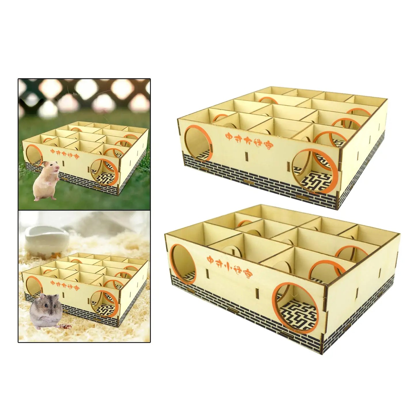 Hamster Maze Gerbils Wood House Activity Sport Mouse Exploring Toys Hideout House Labyrinth Puzzle Toy Small Pet Hideout Tunnel