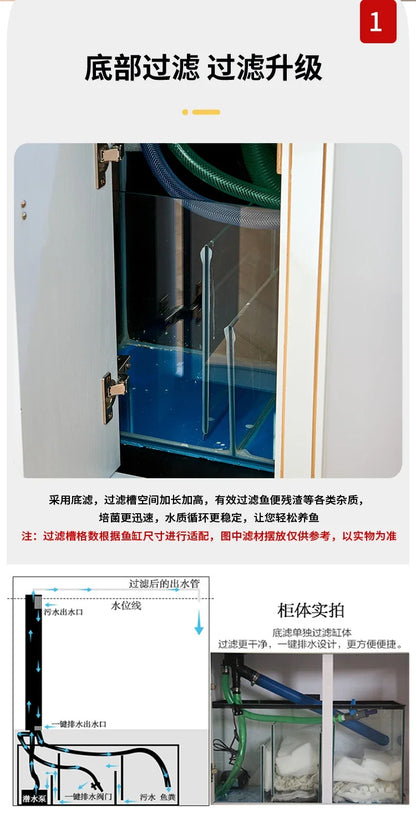 Light Luxury Fish Tank Living Room Home Family TV Cabinet Side Semicircle Bottom Filter Glass Aquarium Ecology