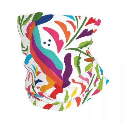 Fashion Mexican Otomi Birds Texture Neck Gaiter Men Women UV Protection Winter Folk Floral Art Bandana Scarf for Ski