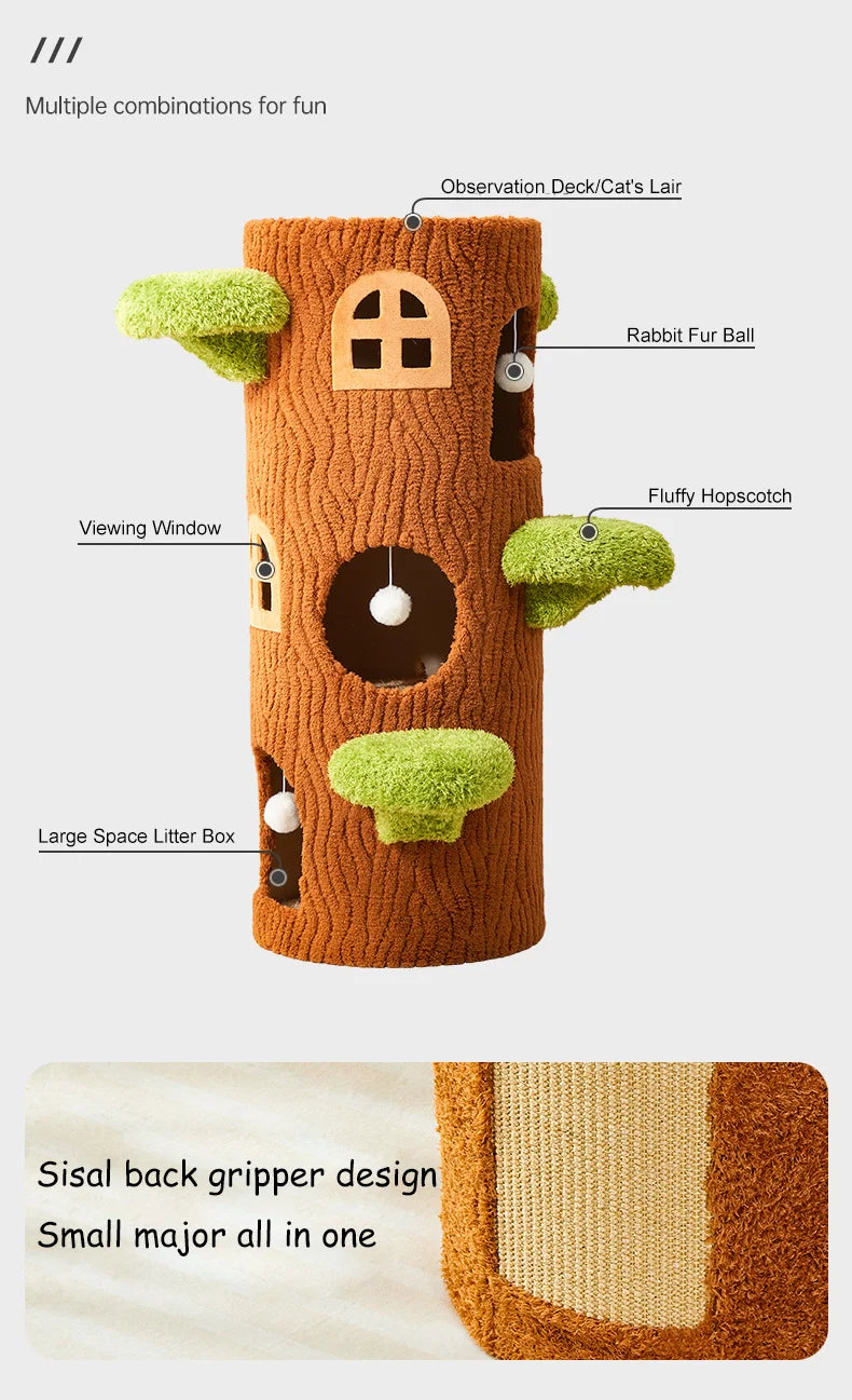 Cozy Large Multi-Level Cat Tree Tower Sisal Scratching Posts Felt Bed Cat Climbing Frame Furniture Toy for Your Feline Friend
