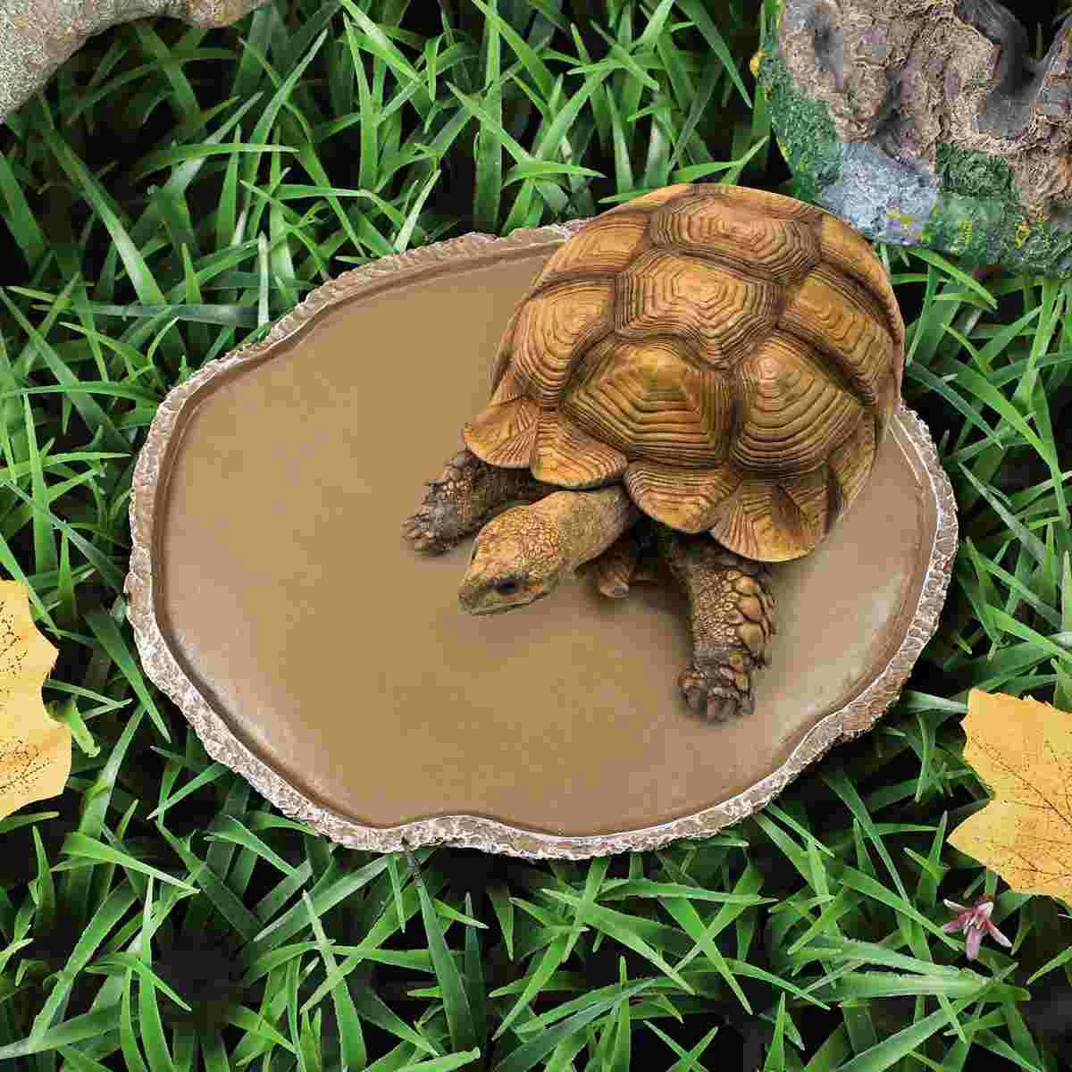 Pets Feeding Plate Reptile Bowl Turtle Gecko Snake Breeding Tray Resin Vivarium Food Water Dish Fogger