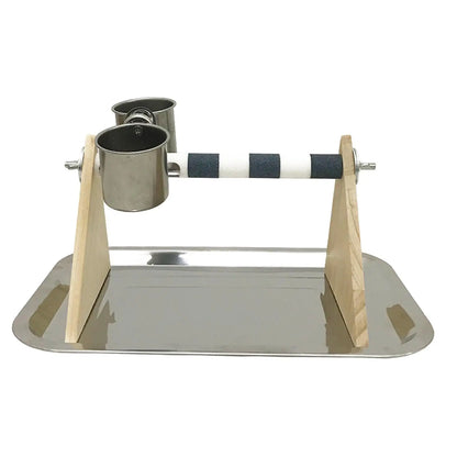 Bird Parrot Playstand Stainless Steel Bowl Birdcage Accessories Desktop Toys for Budgie Macaw Parakeets Finches Cockatiels