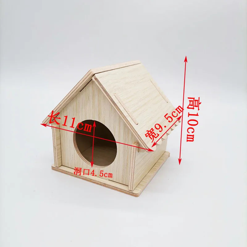Hamster House DIY Hamster Wooden Gerbil Hideout House Canary Seesaw Pet Sport Wheel Exercise Toy Small Animal Toys