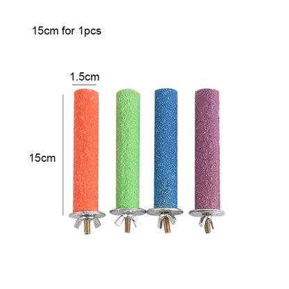 Colored Quartz Sand Pet Parrot Raw Wood Fork Tree Branch Stand Rack Squirrel Bird Hamster Branch Perches Chew Bite Toys Stick