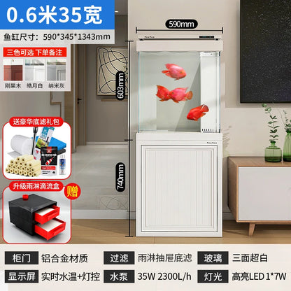 XL ultra-white glass fish tank living room large bottom filter ecological aquarium household arowana tank