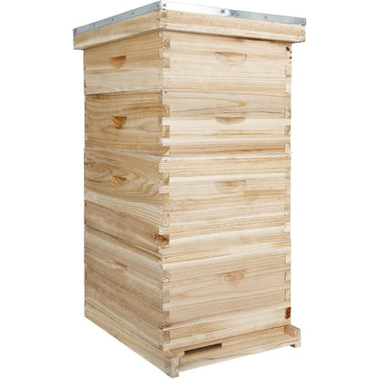 10-Frame Bees Hives and Complete Starter Kit, Bee Hives Boxes Includes 2 Deep Bees Box 2 Medium Bee Hive Box with Beehive Frames