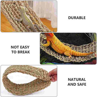 Small Parrot Lizard Hammock Pet Bearded Dragon Tank Accessories Seaweed Geckos Woven Mat