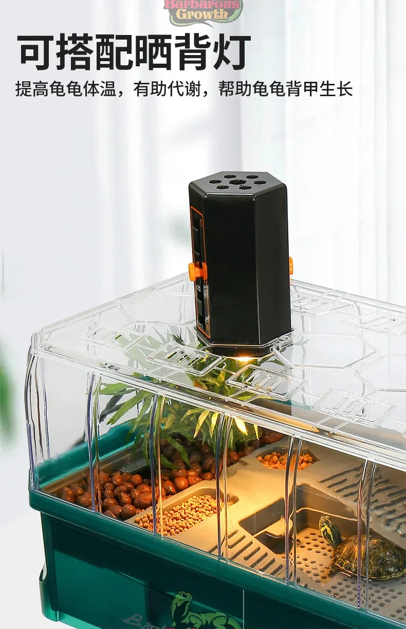 Plastic Transparent Turtle Tank House with Areas To Breed Feed Swim Bask Indoor Enclosure Water Turtles Cage Reptile Habitat